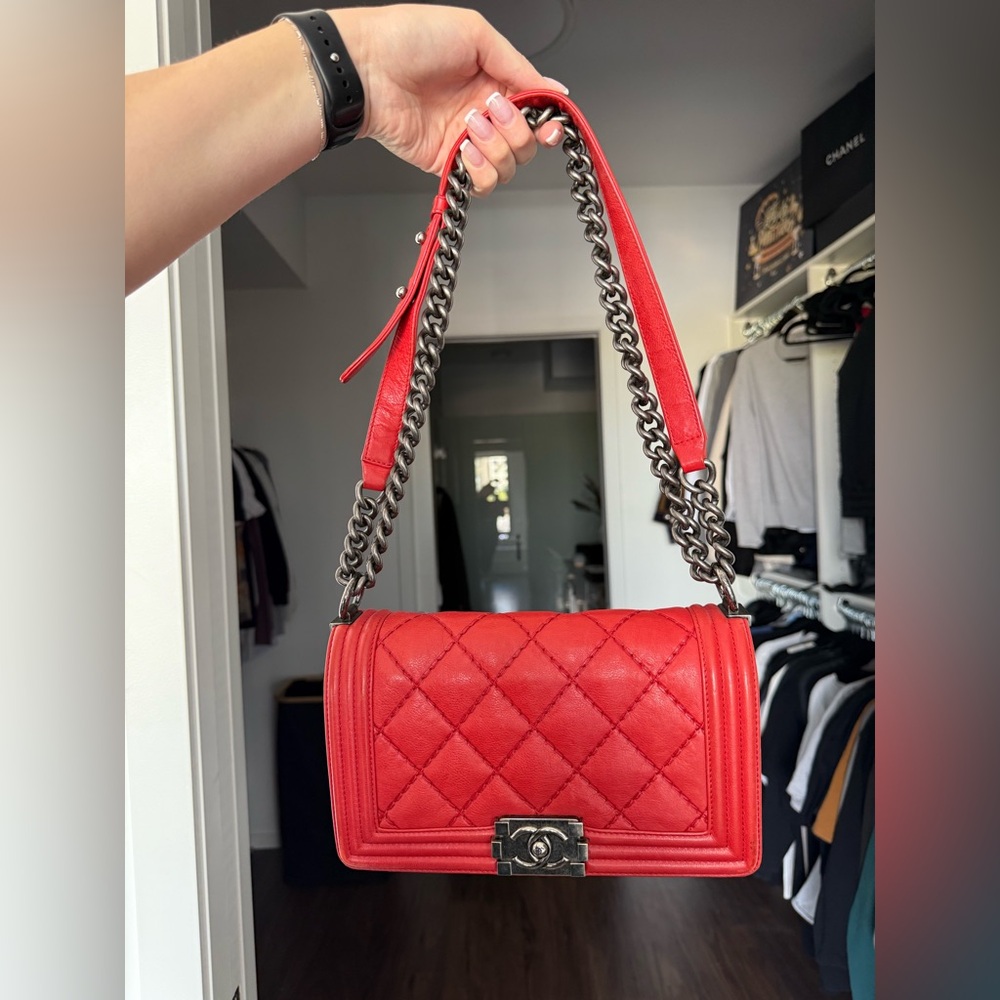 Red Medium Chanel Boy Bag
